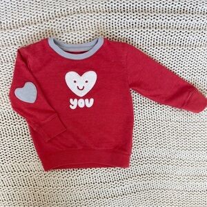 Cat & Jack Red and White Heart Design Toddler Sweater 2T